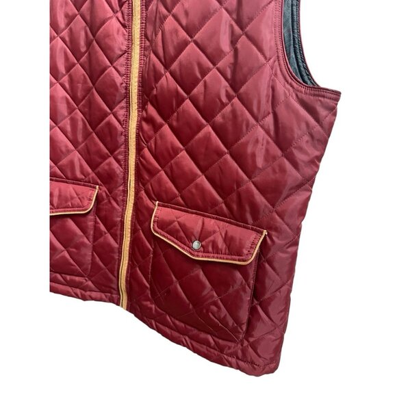 Alan Flusser Mens Quilted Full Zip Vest English Style Maroon Corduroy Trim Sz XL - Picture 3 of 9